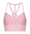 Alo Yoga Alosoft Lavish Logo-print Stretch-jersey Sports Bra In Parisian Pink Heather