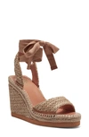 Vince Camuto Women's Bendsen Ankle-wrap Wedge Sandals Women's Shoes In Light Brown