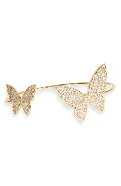 Bracha Ana Cubic Zirconia Butterfly Cuff Bracelet In Gold