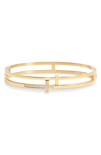 Bracha Always Faithful Cross Bangle Bracelet In Gold