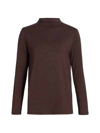 Majestic Soft Touch Long Sleeve Turtleneck In Aubergine