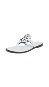 Tory Burch Women's Miller Welt Double T Leather Thong Sandals In Spring Blue