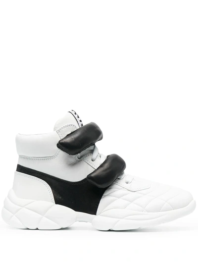 Miu Miu High Sneakers In Quilted Nappa In White