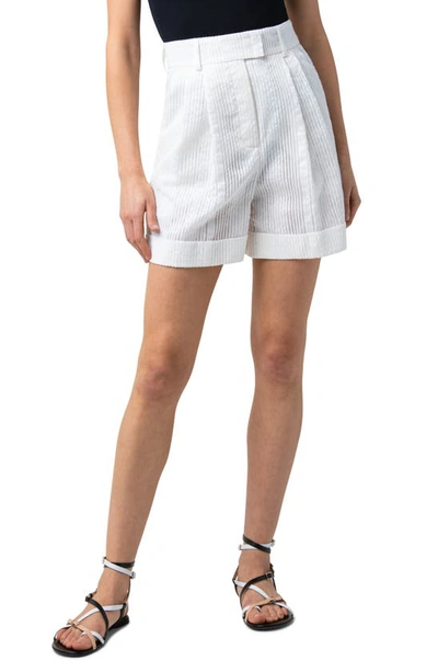 Akris Firis Pleated-front Cuff Shorts, Light Gray In Ecru