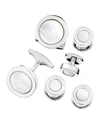 Jan Leslie Men's Classic Round Mother Of Pearl 6-piece Formal Cufflink & Tuxedo Stud Set In Silver
