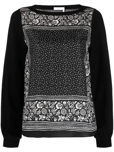 See By Chloé Portobello Knit Mix-media Silk-blend Sweatshirt In Black