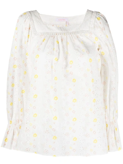 See By Chloé Floral Broderie Anglaise Puff-sleeve Blouse In White