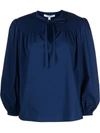 Derek Lam 10 Crosby Tie-fastening Long-sleeve Blouse In Deep Blue