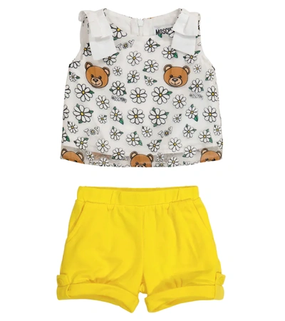 Moschino Baby Tulle Top And Cotton Shorts Set In Multicolor