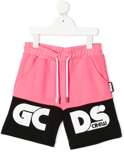 Gcds Teen Logo-print Track Shorts In Pink