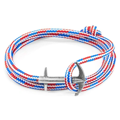 Anchor & Crew Project-rwb Red White And Blue Admiral Anchor Silver And Rope Bracelet