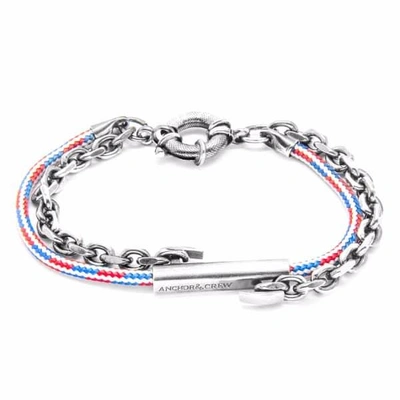 Anchor & Crew Project-rwb Red White & Blue Belfast Silver & Rope Bracelet