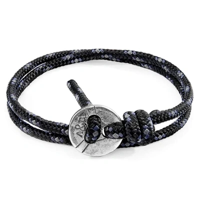 Anchor & Crew Black Lerwick Silver & Rope Bracelet