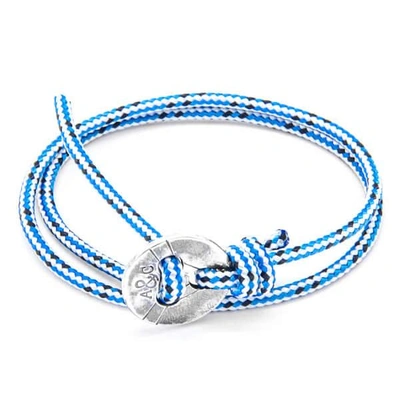 Anchor & Crew Blue Dash Lerwick Silver & Rope Bracelet