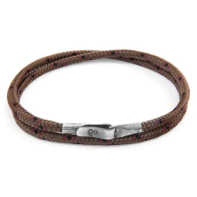 Anchor & Crew Brown Liverpool Silver & Rope Bracelet