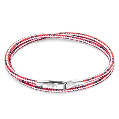Anchor & Crew Red Dash Liverpool Silver & Rope Bracelet