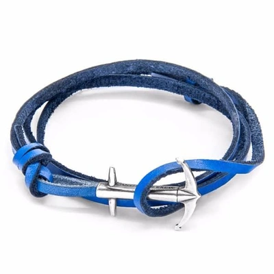 Anchor & Crew Royal Blue Admiral Silver & Leather Bracelet
