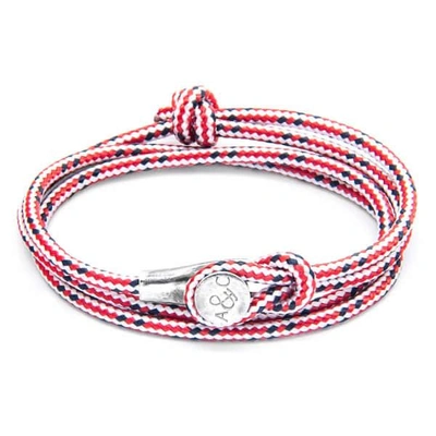Anchor & Crew Red Dash Dundee Silver & Rope Bracelet