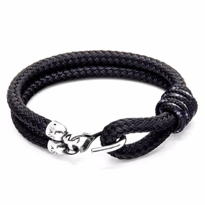 Anchor & Crew Black Great Yarmouth Silver & Rope Bracelet