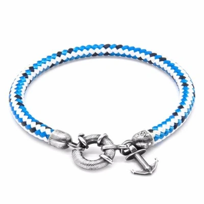 Anchor & Crew Blue Dash Salcombe Silver & Rope Bracelet