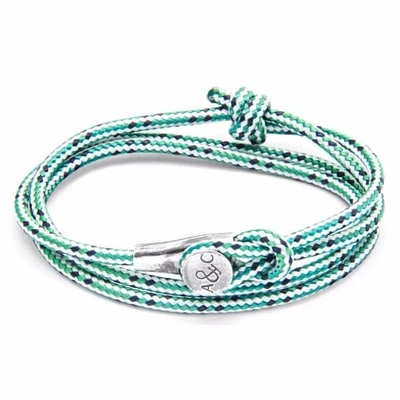 Anchor & Crew Green Dash Dundee Silver & Rope Bracelet