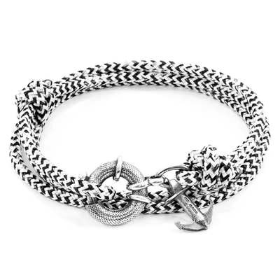Anchor & Crew White Noir Clyde Anchor Silver And Rope Bracelet