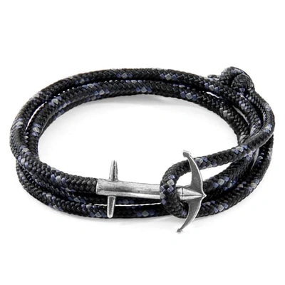Anchor & Crew Black Admiral Anchor Silver & Rope Bracelet