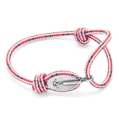 Anchor & Crew Red Dash London Silver & Rope Bracelet