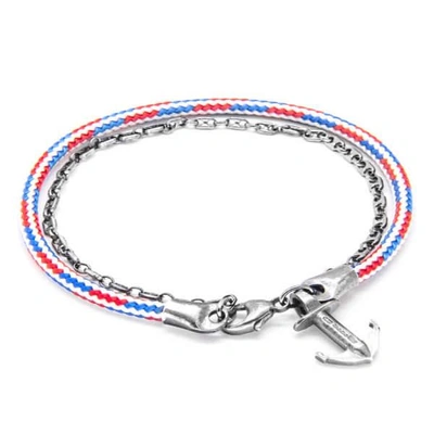 Anchor & Crew Project-rwb Red White & Blue Filey Silver & Rope Bracelet