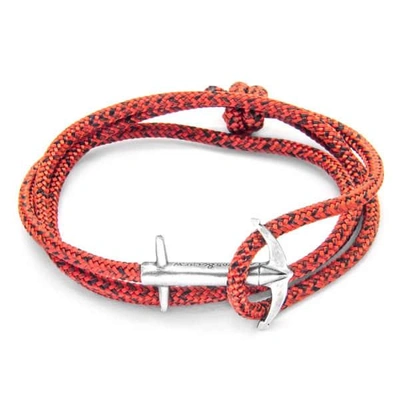 Anchor & Crew Red Noir Admiral Anchor Silver & Rope Bracelet