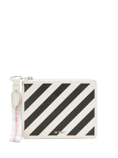 Off-white Diagonal Stripe Clutch Bag In White