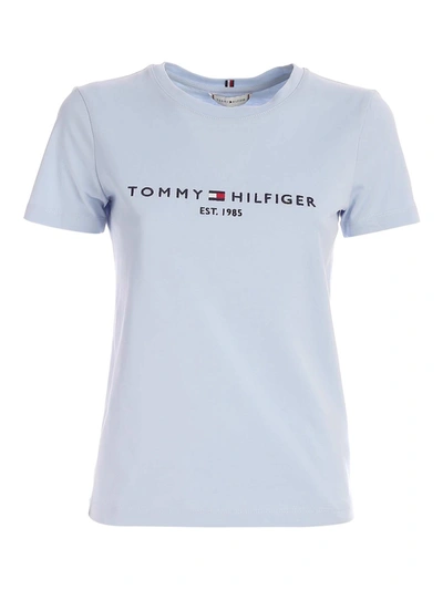 Tommy Hilfiger Contrasting Embroidery T-shirt In Light Blue