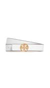 Tory Burch 3,8 Cm Breiter Wendegürtel Mit Doppel-t In Gardenia / Coy Pi