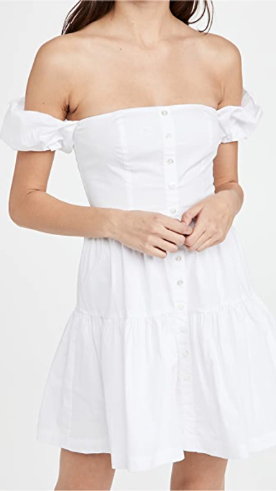 Staud Elio Off-the-shoulder Cotton Mini Dress In White