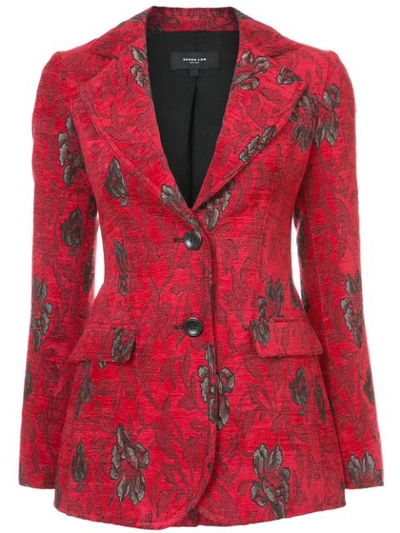 Derek Lam Velvet Floral Jacquard Blazer In Red