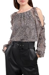 1.state Cold Shoulder Ruffle Sleeve Blouse In Lt Leopard Muse