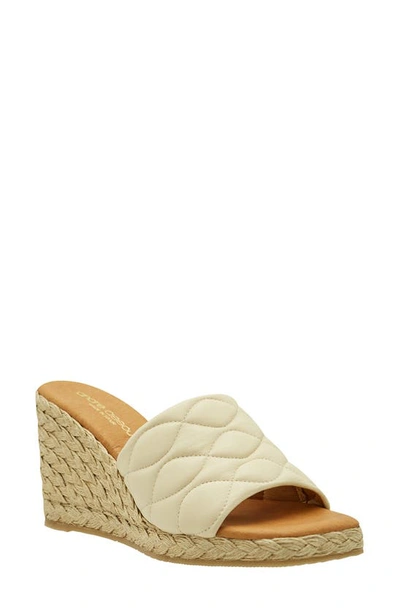 Andre Assous Women's Analise Square Toe Quilted Leather Espadrille Wedge Sandals In Beige