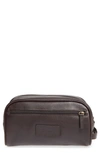 Barbour Leather Travel Kit In Dark Brown