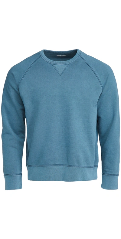 Madewell Garment Dye Crew Neck Sweatshirt In Recycled Blue