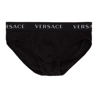 Versace Black Logo Band Briefs In Black