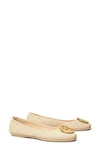 Tory Burch Minnie Travel Ballet Flat In New Cream / Gold