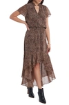 1.state Wildlfower Bouquet High/low Dress In Leopard Muses