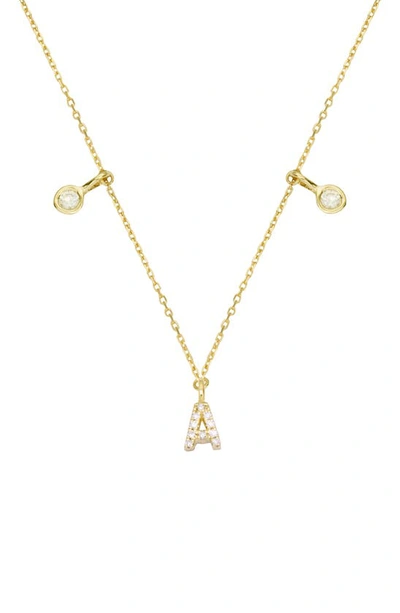 Stone And Strand Double Diamond Initial Pendant Necklace In Yellow Gold/ A
