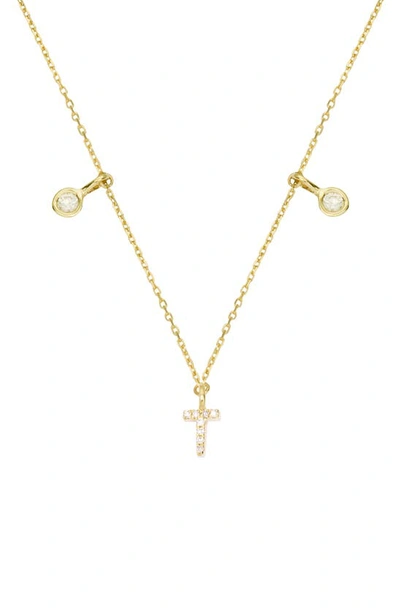 Stone And Strand Double Diamond Initial Pendant Necklace In Yellow Gold/ T