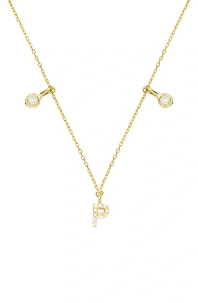 Stone And Strand Double Diamond Initial Pendant Necklace In Yellow Gold/ P