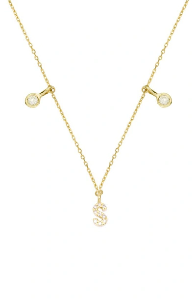 Stone And Strand Double Diamond Initial Pendant Necklace In Yellow Gold/ S