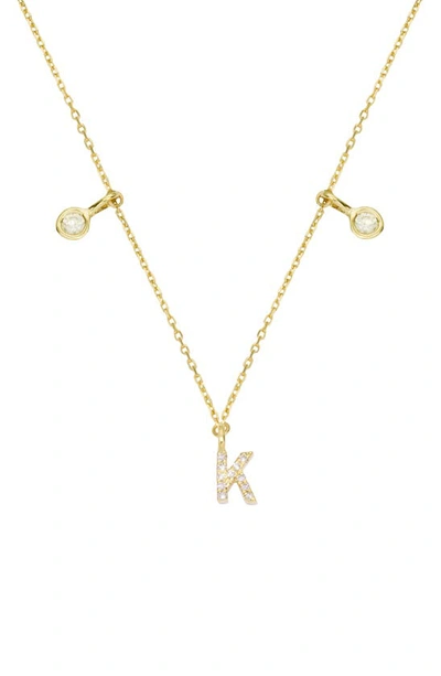 Stone And Strand Double Diamond Initial Pendant Necklace In Yellow Gold/ K