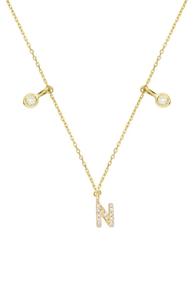 Stone And Strand Double Diamond Initial Pendant Necklace In Yellow Gold/ N