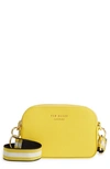 Ted Baker Amerrah Branded Strap Leather Crossbody Bag In Light Yellow