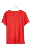 Madewell Whisper Cotton V-neck T-shirt In Siberian Red